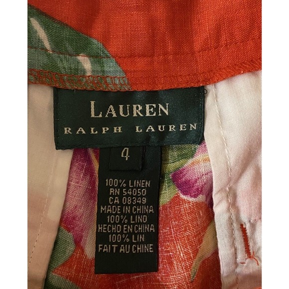 Lauren Ralph Lauren Women’s Multicolor Linen Hawaiian Floral Shorts Size 4 - Picture 6 of 10